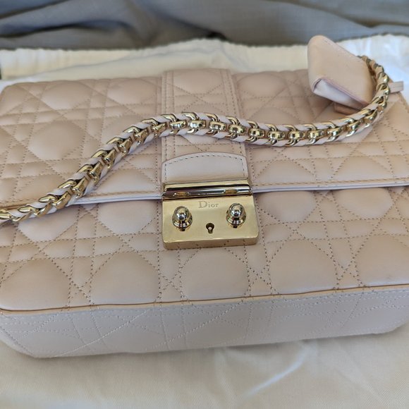 Dior Quilted Shoulder Bag in Cream with Gold Chain - Picture 6 of 14